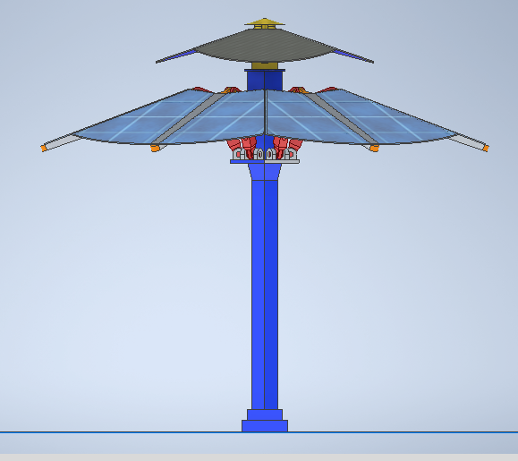 路边太阳能伞3D数模图纸+INVENTOR设计